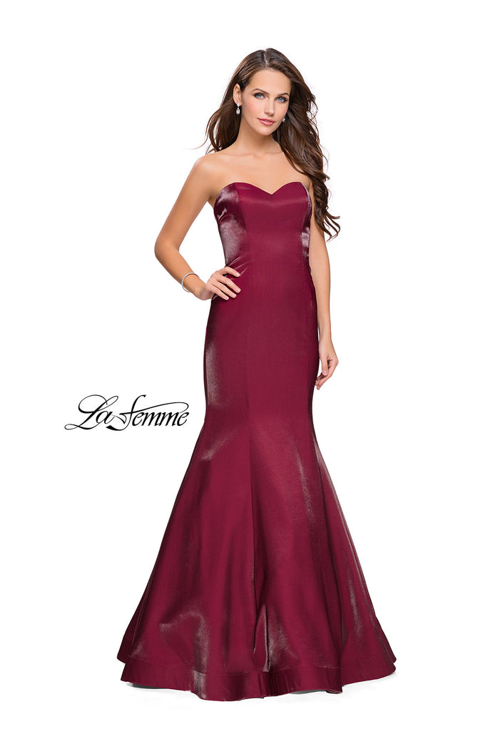 Picture of: Strapless Long Mermaid Prom Dress in Two Tone Satin in Garnet, Style: 25383, Main Picture