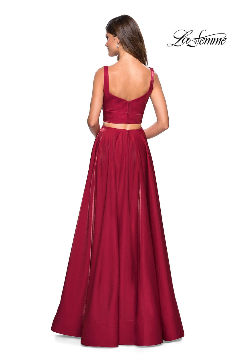 Picture of: Metallic Satin Two Piece Gown with Pockets in Garnet, Style: 27444, Back Picture