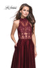 Picture of: Long Prom Dress with Satin A-line Skirt and Beading in Garnet, Style: 25617, Detail Picture 1