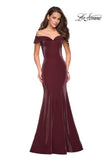Picture of: Off The Shoulder Long Jersey Prom Dress in Garnet, Style: 27176, Detail Picture 1