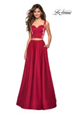 Picture of: Metallic Satin Two Piece Gown with Pockets in Garnet, Style: 27444, Detail Picture 1