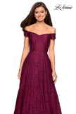 Picture of: Off the Shoulder Floor Length Dress with Rhinestones in Garnet, Style: 27556, Detail Picture 1