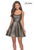 Picture of: Metallic Fit and Flare Short Homecoming Dress in Gold Black, Style: 28181, Main Picture