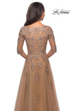 Picture of: A-line Gold Evening Gown with V Neckline in Gold, Detail Picture 2
