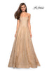 Picture of: Textured Lace Strapless Prom Dress in Gold, Style: 27776, Main Picture