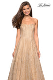 Picture of: Textured Lace Strapless Prom Dress in Gold, Style: 27776, Detail Picture 1