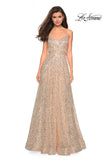 Picture of: sequin Empire Waist Prom Dress with V Back in Gold, Style: 27747, Detail Picture 2