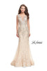 Picture of: Form Fitting Mermaid Lace Dress with Metallic Beading in Gold Nude, Style: 26125, Main Picture