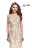 Picture of: Form Fitting Mermaid Lace Dress with Metallic Beading in Gold Nude, Style: 26125, Detail Picture 1