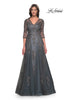 Picture of: Beautiful A-Line Tulle and Lace Dress with Sheer Sleeves in Gray, Style: 30201, Main Picture