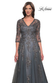 Picture of: Beautiful A-Line Tulle and Lace Dress with Sheer Sleeves in Gray, Style: 30201, Detail Picture 1