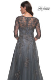 Picture of: Beautiful A-Line Tulle and Lace Dress with Sheer Sleeves in Gray, Style: 30201, Detail Picture 2