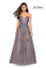 Picture of: Tone Tone Tulle Prom Gown with Floral Appliques in Grey/Pink, Style: 27767, Main Picture