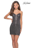 Picture of: Short Sequin Dress with Strapless Sweetheart Neckline in Gunmetal, Style: 28229, Detail Picture 1