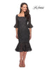 Picture of: Knee Length Lace Dress with Flared 3/4 Sleeves in Gunmetal, Style: 25523, Main Picture