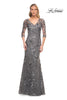 Picture of: Exquisite Lace Beaded Long GOwn with Sheer Sleeves in Silver, Style: 29976, Main Picture