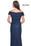Picture of: Off the Shoulder Beaded Lace Evening Gown in Gunmetal, Style: 31679, Detail Picture 8