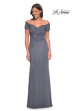 Picture of: Net Jersey Long Gown with Exquisite Beaded Design in Gunmetal, Style: 30057, Detail Picture 3