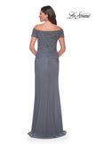 Picture of: Net Jersey Long Gown with Exquisite Beaded Design in Emerald, Style: 30057, Detail Picture 4