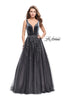Picture of: A-line Prom Gown with Tulle Skirt and Velvet Bodice in Gunmetal, Style: 26382, Main Picture