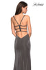 Picture of: Simple Long Prom Dress with Strappy Beaded Back in Gunmetal, Style: 27089, Main Picture