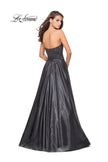 Picture of: Metallic Lace Satin A-line Gown with Pockets in Gunmetal, Style: 26151, Back Picture
