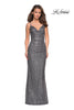 Picture of: Floor Length Ruched Fully sequin Prom Dress in Gunmetal, Style: 27234, Detail Picture 3