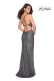 Picture of: Floor Length Ruched Fully sequin Prom Dress in Gunmetal, Style: 27234, Detail Picture 4