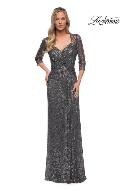 Picture of: Sequin Evening Gown with Knot Detail on Front, Style: 27930, Detail Picture 3