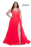 Picture of: A-Line Plus Size Prom Dress with Rhinestone Bodice in Hot Coral, Style: 31251, Detail Picture 1