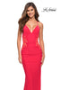 Picture of: Hot Coral Prom Dress with Illusion Lace Sides and Ruching, Style: 30695, Main Picture