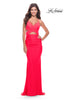 Picture of: Cut Out Long Soft Jersey Dress with Criss Cross Bodice in Neon in Hot Coral, Style: 31442, Style: 31442