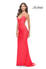 Picture of: Unique Jersey Dress with Open Criss Cross Sides in Neon in Hot Coral, Style: 31438, Detail Picture 2