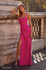Picture of: Rhinestone Embellished Jersey Gown with Square Neckline in Hot Fuchsia, Style: 32058, Main Picture