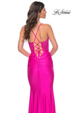 Picture of: Neon Ruched Jersey Dress with Illusion Corset Lace Top in Pink, Style: 32322, Detail Picture 8