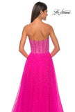 Picture of: Rhinestone Embellished A-line Tulle Gown with Corset Top in Hot Fuchsia, Style: 32278, Detail Picture 9