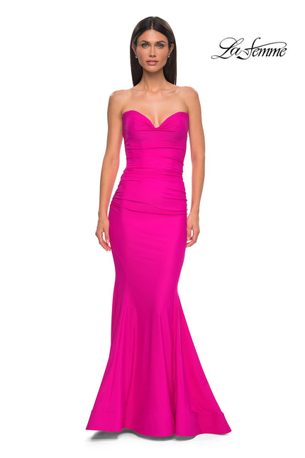 Picture of: Simple Jersey Mermaid Prom Dress with Sweetheart Neckline in Hot Fuchsia, Style 32872, Detail Picture 9