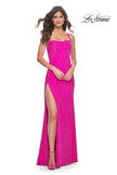 Picture of: Rhinestone Embellished Jersey Gown with Square Neckline in Hot Fuchsia, Style: 32058, Detail Picture 10