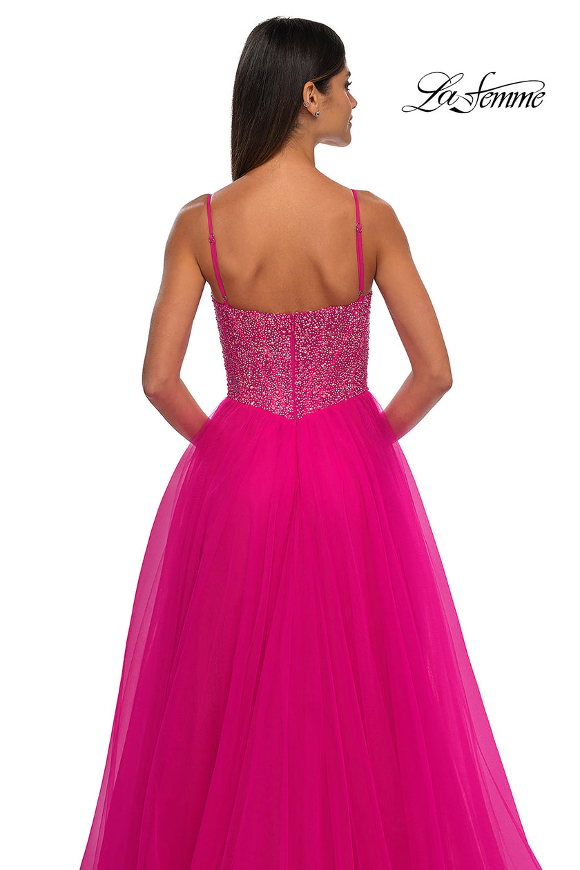 Picture of: Rhinestone Embellished Bodice Prom Dress with Full Skirt in Hot Fuchsia, Style: 32668, Detail Picture 12