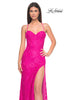 Picture of: Stretch Lace Dress with Bustier Top and Illusion Back in Hot Fuchsia, Style: 32248, Detail Picture 2