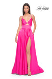 Picture of: Satin A-Line Gown with Cut Out and Twist Bodice in Neon in Hot Pink, Style: 31412, Main Picture