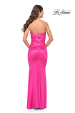 Picture of: Chic Strapless Liquid Jersey Gown with Ruching in Hot Pink in Hot Pink, Style: 31425, Back Picture
