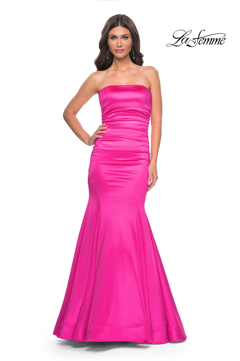 Picture of: Strapless Mermaid Stretch Satin Prom Dress in Pink, Style: 31980, Detail Picture 1