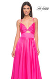 Picture of: Satin A-Line Gown with Cut Out and Twist Bodice in Neon in Hot Pink, Style: 31412, Detail Picture 6