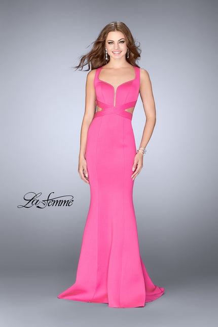Picture of: Neoprene Dress with Side Cut Outs and Mermaid Skirt in Hot Pink, Style: 24711, Main Picture