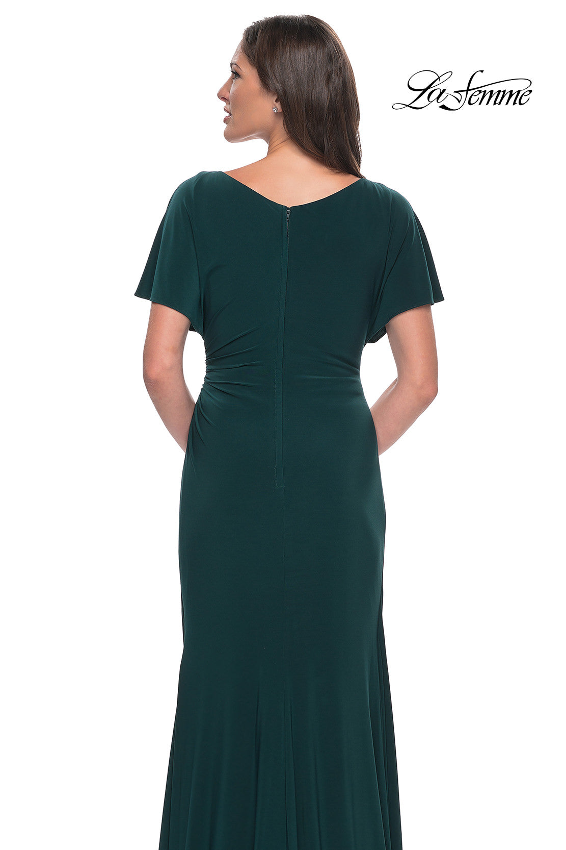 Picture of: Chic Jersey Dress with V Neck and Loose Sleeves in Hunter Green, Style: 29997, Detail Picture 10