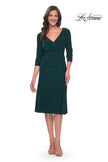 Picture of: Chic Tea Length Jersey Dress with Ruching in Hunter Green, Style: 30069, Detail Picture 1