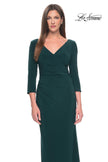 Picture of: Long Evening Dress with Wrap Style Neckline in Hunter Green, Style: 31020, Detail Picture 5
