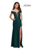 Picture of: Off The Shoulder Gown with Lace Bust and Slit in Hunter Green, Style: 27097, Detail Picture 1