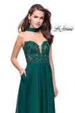 Picture of: Long Strapless Prom Dress with Pockets and Choker in Hunter Green, Style: 25450, Main Picture